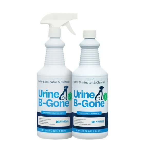 Kinzua Environmental Urine B-Gone, Professional Enzyme Odor Eliminator & Pet Stain Remover, Human, Cat & Dog Urine Cleaner, Effective on Laundry, Car