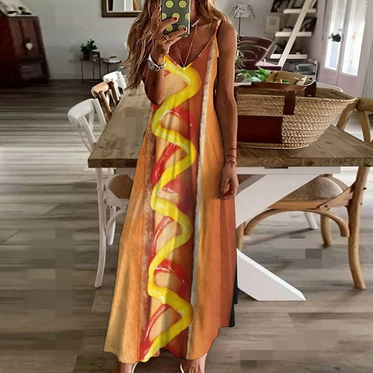 Funny Hot Dog Sleeveless Dress women's dresses luxury Cocktail of dresses -  Walmart.com