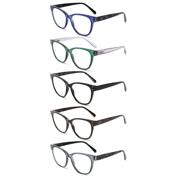 SUNVOES 5 Pack Blue Light Blocking Reading Glasses for Women and Men Spring Hinges