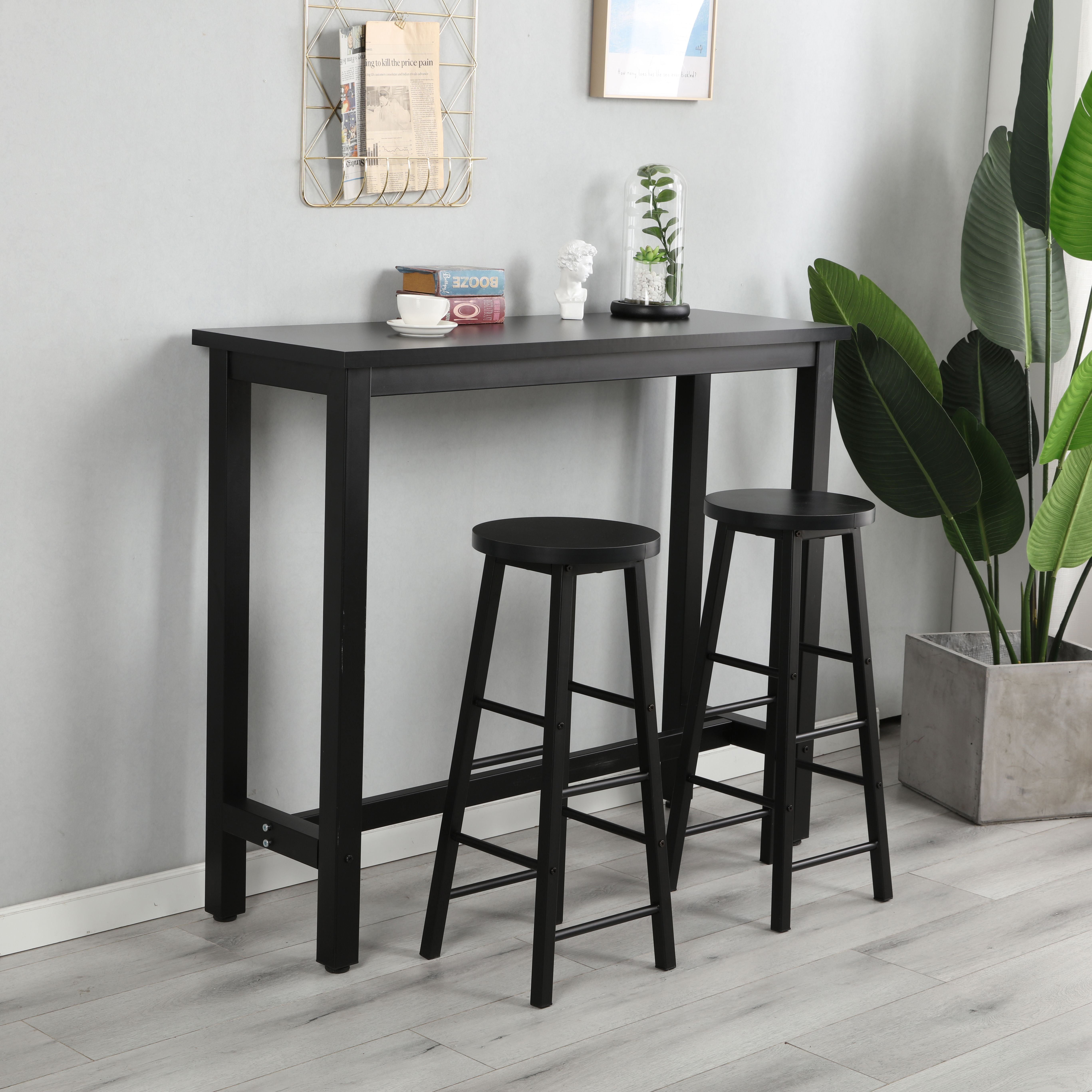 Industrial Dining Table Bar Table With Solid Metal Frame Multifunctional Desk For Dining Room Or Living Room Bar Desk Walmart Com Walmart Com
