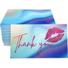RXBC2011 Thank You for Your Purchase Cards lips Faux Glitter Sweet Kiss Package Insert for online business Pack of 100 RAINBOW