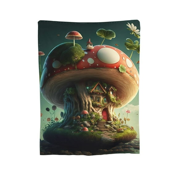 XMXY Fleece Throw Blanket for Couch, Fairy House Forest Lightweight Plush Fuzzy Cozy Soft Bed Blankets and Throws for Sofa, 40"x30" inches