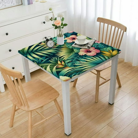 

AWERP Tropical Summer Hawaiian Flower Palm Leaves Print Decor Square Tablecloth for Outdoor Picnic Camping and Indoor Kitchen Dining Party 100% Polyester Fiber 36*36
