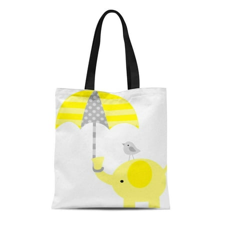 Baby Boy Tote Bags LADDKE Canvas Tote Bag Yellow and Gray Elephant Newborn Birth Baby Boys Reusable Handbag Shoulder Grocery Shopping Bags ()