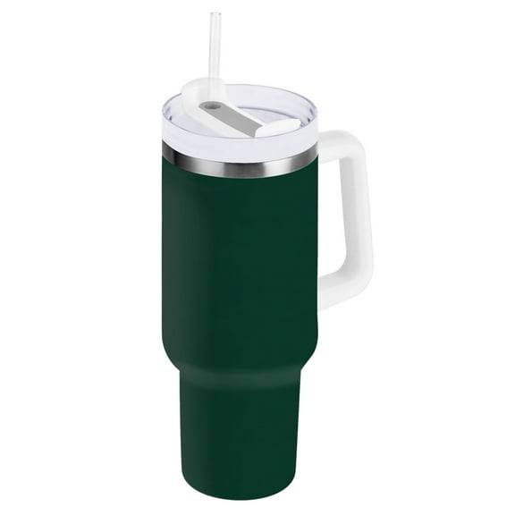 Ryvnso 40 oz Tumbler with Handle and Straw Insulated Stainless Steel Travel Mug with Lid Dark Green Paint