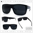thumbnail image 2 of Classic Manly Rectangular Sporty Wrap Biker Style Plastic Sunglasses Shiny Black, 2 of 8