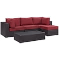 thumbnail image 2 of Modway Convene 5 Piece Outdoor Patio Sectional Set in Espresso Red, 2 of 8