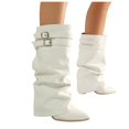 thumbnail image 5 of OKBOP Women's Knee High Boots Slip-On Pointy Toe Slouch Buckle Strap Low Heel Boots for Fall Winter Boots Sizes 35, 5 of 5
