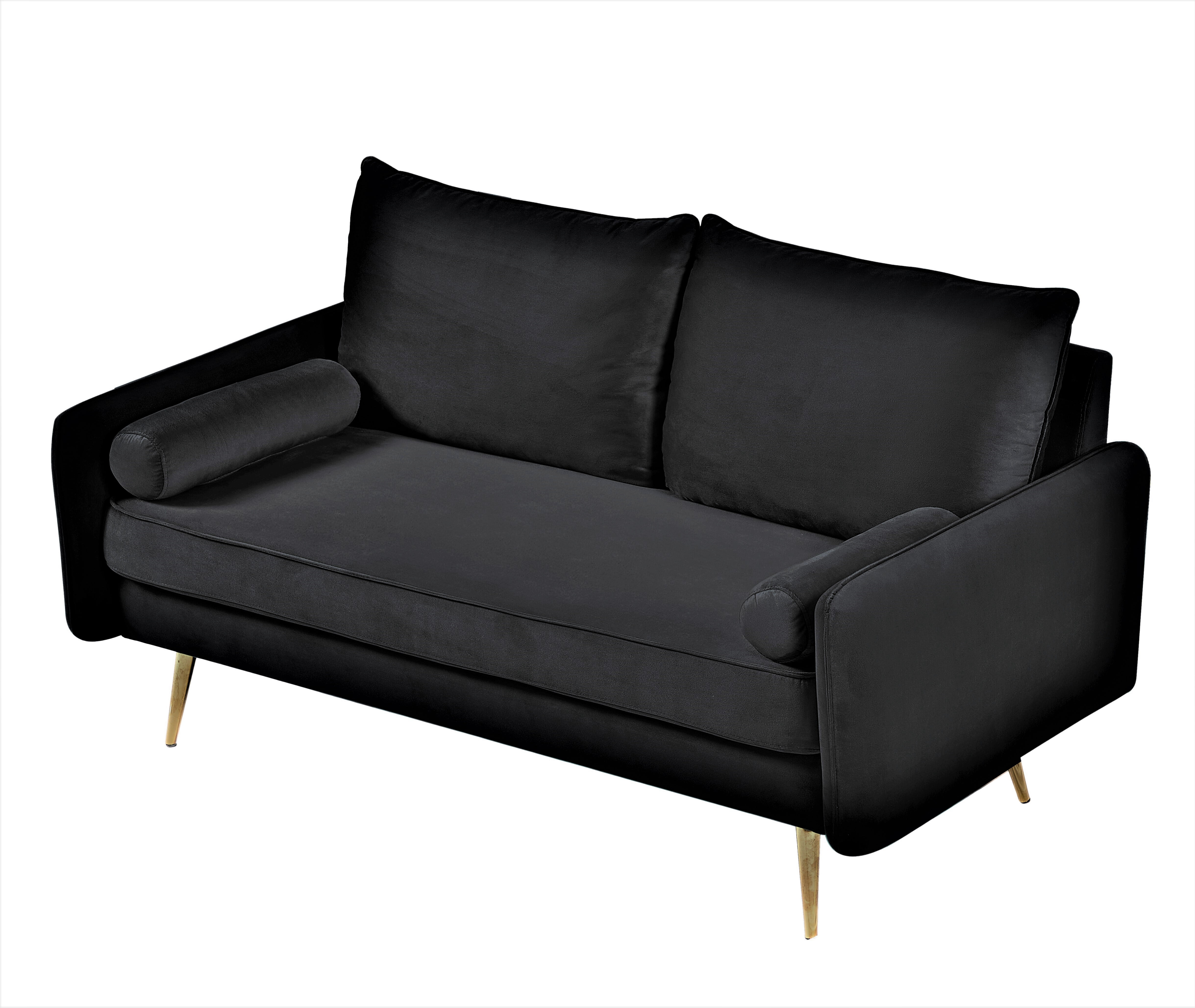 US Pride Furniture Villeda 58''W Polyester Square Arms Loveseat Black