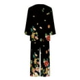 thumbnail image 5 of Two Piece Outfits For Women 2PC Round Neck Long Sleeve Two-piece Comfortable Home Pajamas Set Sports Set Up to 65% off, 5 of 5