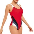 thumbnail image 5 of Plus Size One Piece Jumpsuit Swimsuit for Women Tank Bathing Suit Color Block Bikini Slimming 2024 Sporty Swimwear Red XXL, 5 of 8