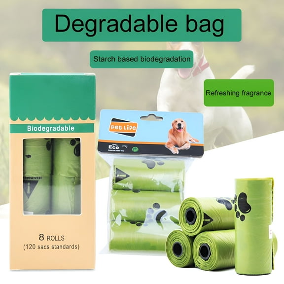 CCOCC 1/3/8 Roll Biodegradable Paws Print Pet Dog Poop Bags Cats Waste Garbage Pouch
