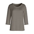 thumbnail image 5 of Zedker Long Sleeve Blouse for Women Crew Neck Loose Fit Summer Casual Tops/T-shirt With Fringes Top Gray XL, 5 of 6