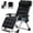 Chair with Black Cushion & Headrest, variant on Slsy Zero Gravity Chair with with 2 Sided Cushion & Headrest, Lawn Recliner, Reclining Patio Lounger Chair, Folding Portable Chaise with Cup Holder