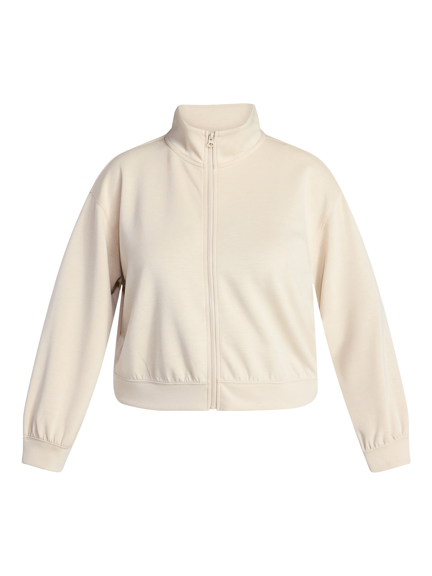 Terra & Sky Women's Plus Size Zip Up Scuba Knit Layering Top, Sizes 0X-5X