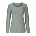 thumbnail image 3 of Timegard Hauts à Œillets pour Femmes Col Rond Manches Longues Bouffantes T-Shirts Transparents Habillés Décontractés Amples, 3 of 5
