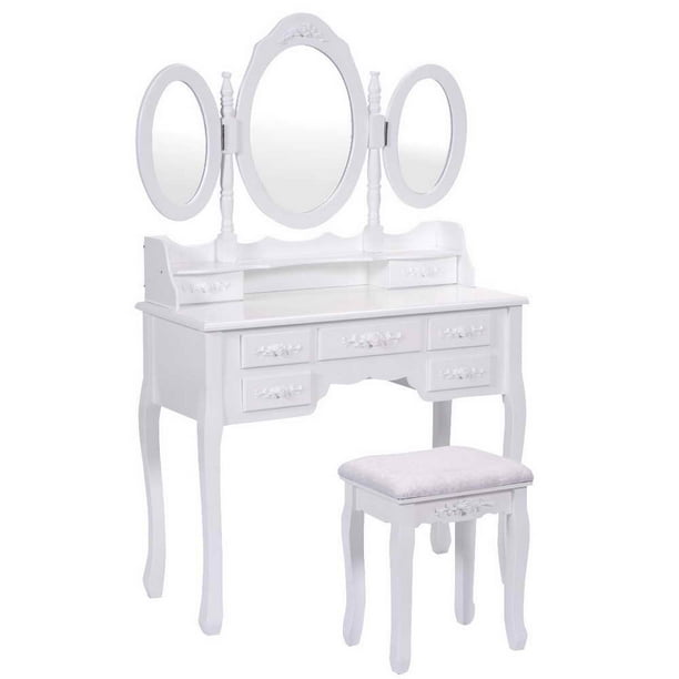 Top Tri Folding 7 Drawers Old, Old Fashioned Vanity Mirror