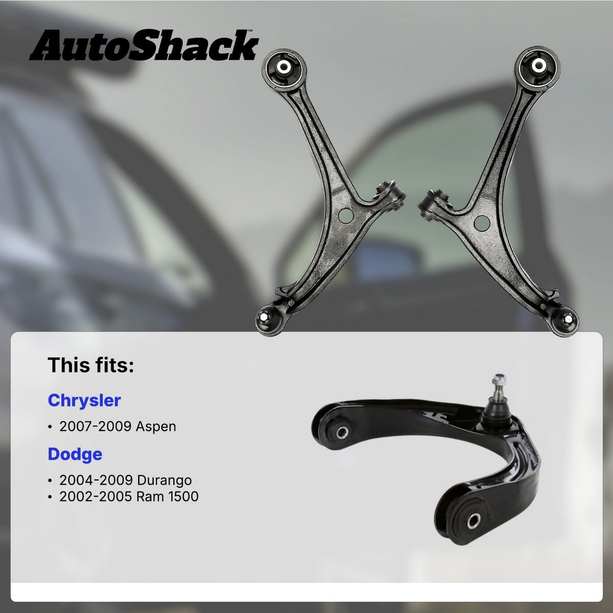 AutoShack Front Upper Control Arm and Ball Joint with Bushings for Dodge & Chrysler, Ram 1500 2002-2005 Durango 2004-2009 Aspen 2007-2009, 4WD RWD V6 3.7L V8 4.7L 5.7L 5.9L V10 8.3L