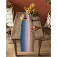 thumbnail image 5 of Pink Blue Brown Table Runner 120 Inches, Farmhouse Gradient Wooden Plank Art Bed Runner Dresser Scarves Tabletop for Indoor Outdoor Parties/Ceremony/Banquet, 13"x 120", 5 of 8