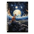 thumbnail image 2 of Fox and Moon Stone Ring Binder Notebook Journey Note Diary College Ruled Spiral Notebook Study Loose Leaf Paper A5 60 Pages, 2 of 8