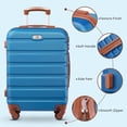 thumbnail image 4 of Gowill 3 Piece Luggage Sets,20 inch Hardside Lightweight ABS Carry-On Suitcase With Expandable Duffle Bag (Sky Blue Tan), 4 of 10