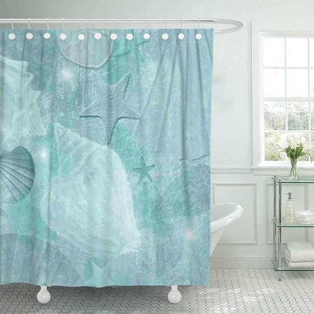 Cynlon Decorator Aqua Seas, Beach Cottage Style Shower Curtains