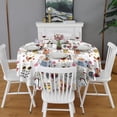 thumbnail image 2 of White Chicken Farm Pattern Round Tablecloth 60"x60",Wrinkle Wipeable Table Cloth for Kitchen Dining Room Picnic Patio Party, 2 of 6