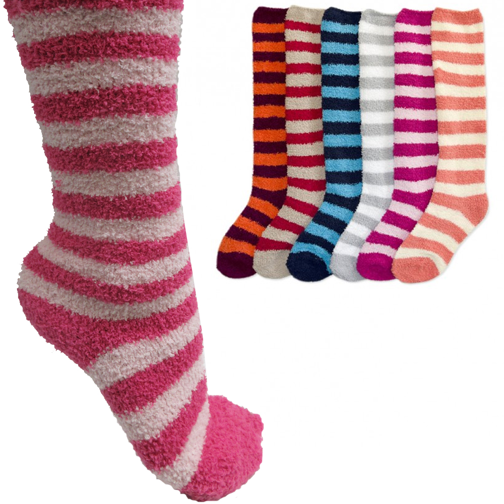 6 Pairs Women Girl Winter Knee High Socks Cozy Fuzzy Slipper Warm Long 9 11 Soft