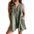 thumbnail image 3 of SRZYMJ Women's Jumpsuit with Adjustable Waist Stylish Women's Denim Jumpsuit Sleeveless Tie Front Romper Casual Summer Outfit with Convenient, 3 of 9