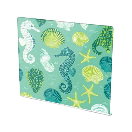 13.4" x 16.5" Food-Grade Acrylic Cutting Board Non-Slip Kitchen Chopping Board Coastal Seahorse Starfish Pattern