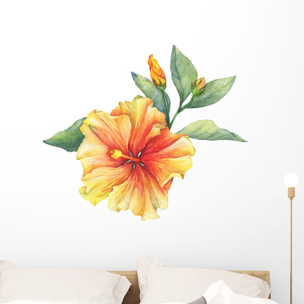 LARGE HIBISCUS FLOWER Girls Home Vinyl Wall Decal Bedroom Graphics Sticker Decor 