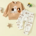 thumbnail image 2 of HCNTES Fall Baby Boy Pant Set Toddler Crewneck Long Sleeve Pullover Sweatshirt Sweatpant 2Pcs Winter Outfits Clothes baby boy clothes 12 18 months(Yellow,12-18 Months), 2 of 8