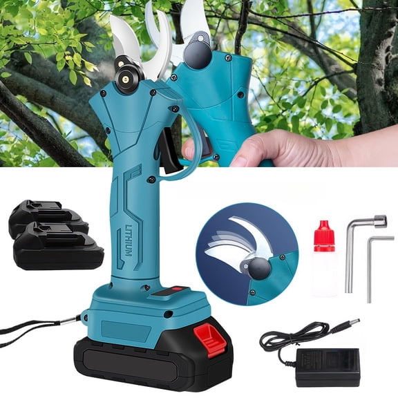 30mm Cordless Electric Secateur - 2 Batteries & Charger, SK5 Steel Blade, Brushless Motor, Makita 18V Compatible, Dual Safety for Gardening/Farming