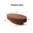 thumbnail image 2 of YIYADO Round Coffee Table with Olive Shaped Relief, Solid Wood & MDF Pedestal Tea Table for Living Room, 2 of 7