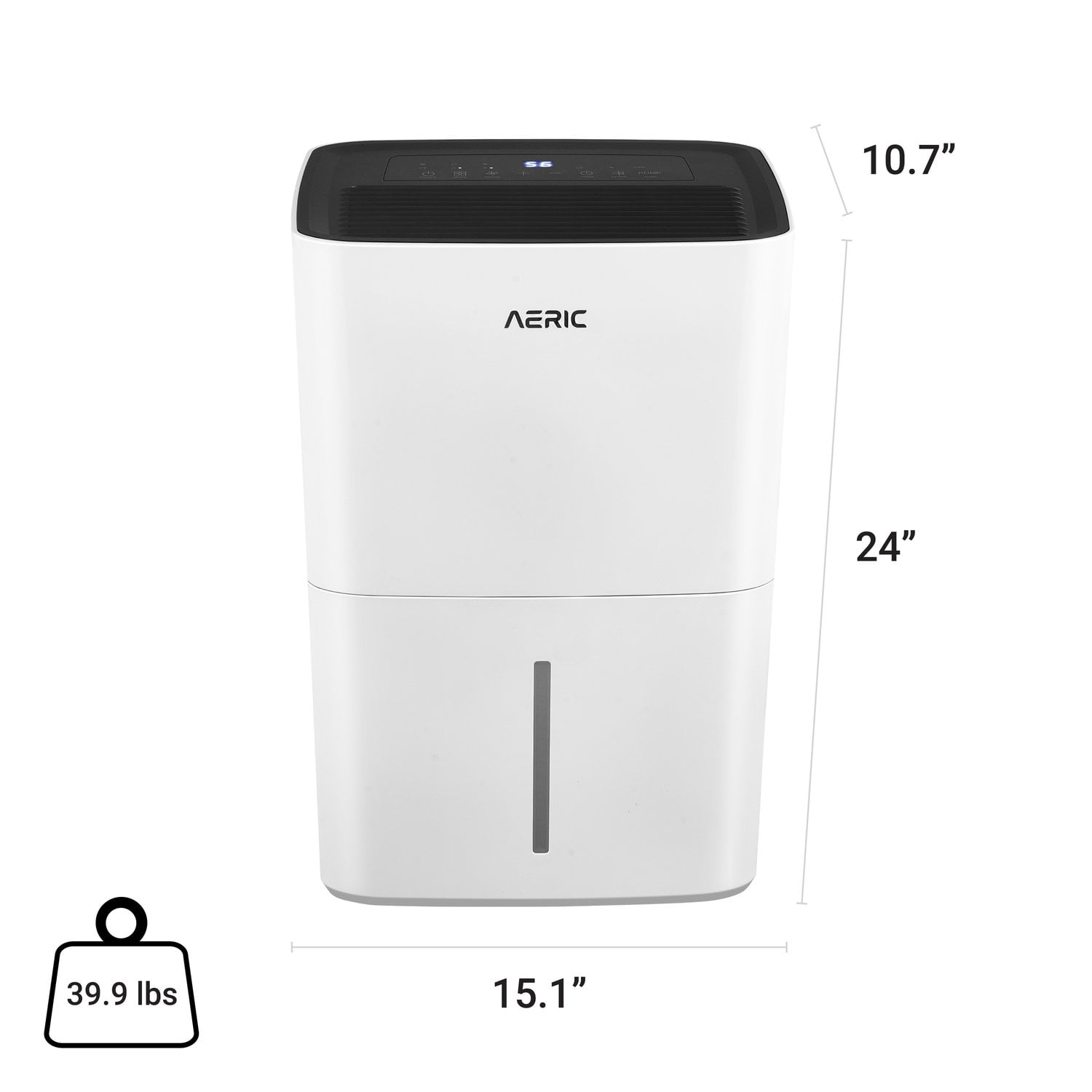 Aeric 50-Pint 4500 Sq Ft Portable Dehumidifier with Cooling Fan, Drain Hose & Pump, White, AERD501PF