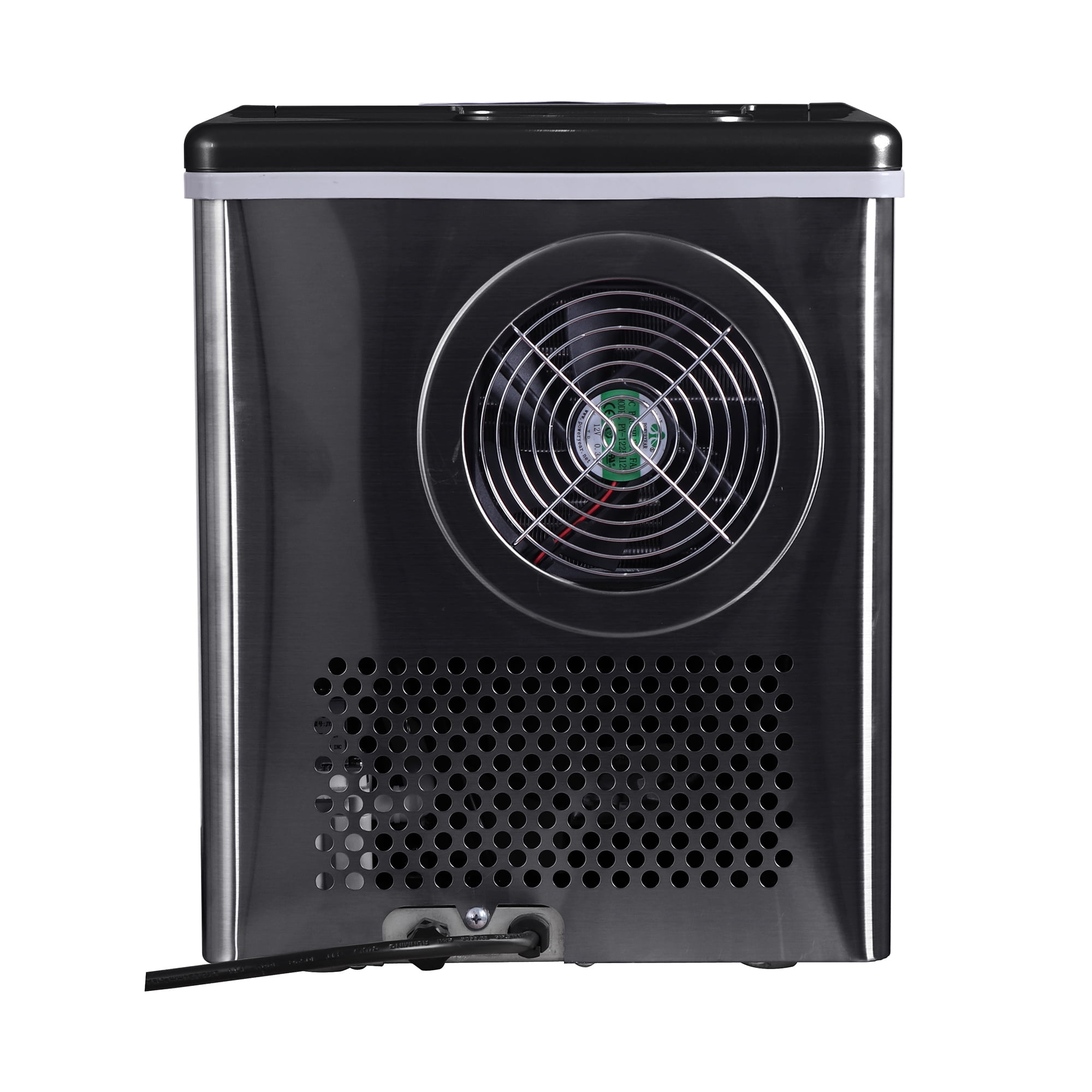 Lowestbest Portable Compact Countertop Ice Maker with Ice Scoop and Basket, Stainless Steel Automatic Ice Maker for Countertop, Black Electric Ice Cube Maker for Home Office