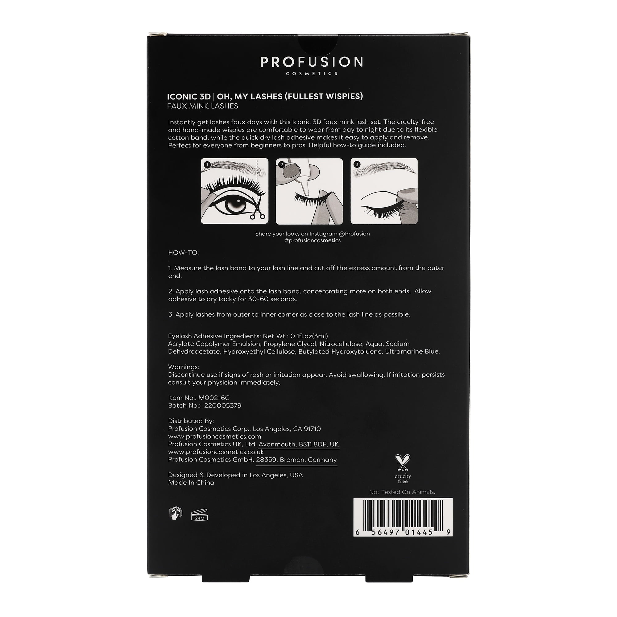 (2 pack) Profusion Cosmetics Iconic 3D Faux Mink Black Eyelashes 5 Pair- Oh My