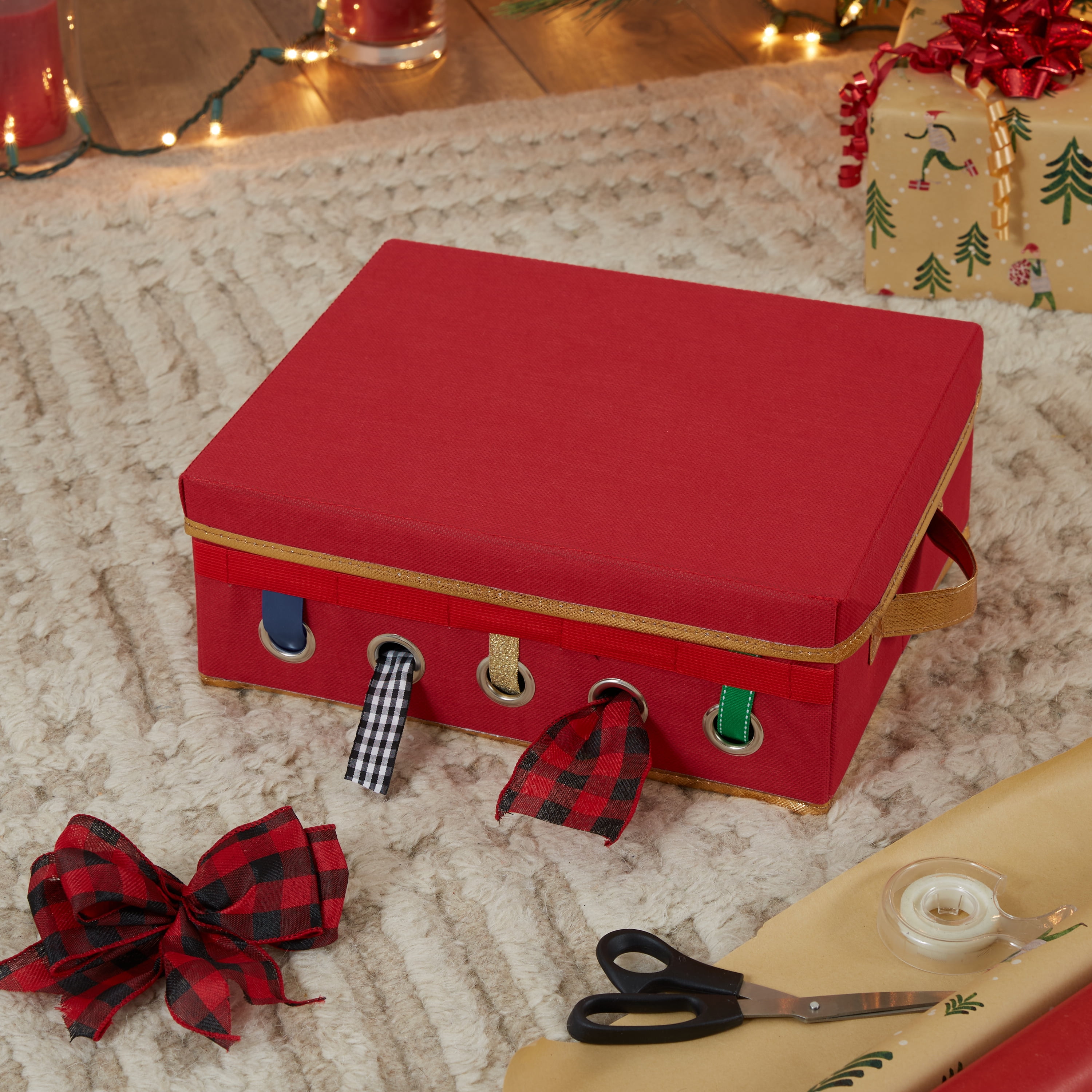 Simplify Gift Wrapping and Ribbon Storage Organizer Box in Red