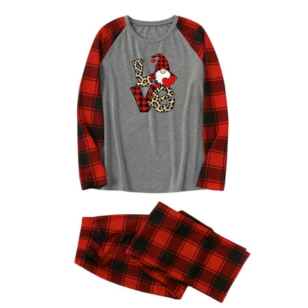

Gupgi Parent-Children Christmas Pajamas Santa Print Tops with Plaid Pants