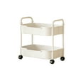 thumbnail image 2 of 2 Layer Kitchen Storage Carts, 13.77x6.29x15.35 Inch Storage Rack with Casters & Handles, Easy to Assemble, Suitable for Kitchen Bathroom Living Room(1pcs, White), 2 of 6