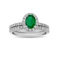 thumbnail image 1 of Diamond & Emerald Engagement Ring Set, 14K White - Size 4, 1 of 1