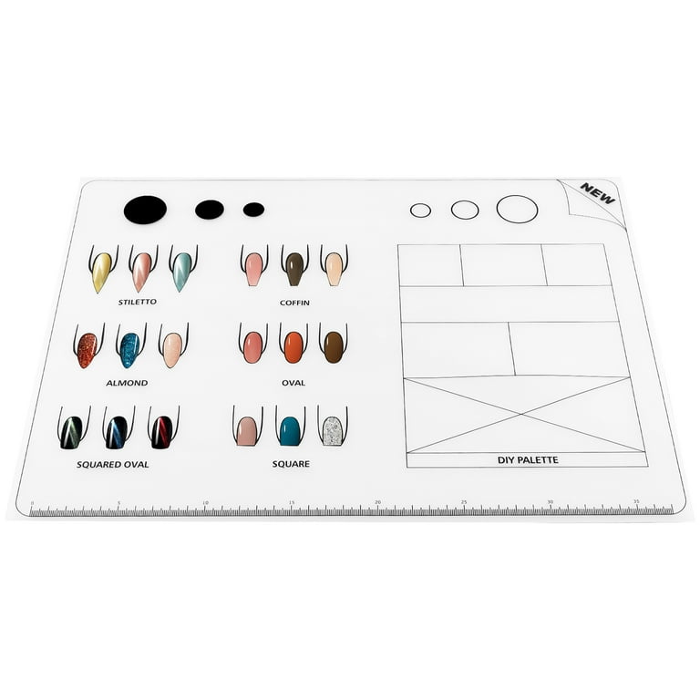 Frcolor Acrylic Nail Mat Silicone Training Sheet Flexible Roll Up Pad for Acrylic Fingernails Nail Practice Supply, Size: 8.66 x 5.91 x 0.79
