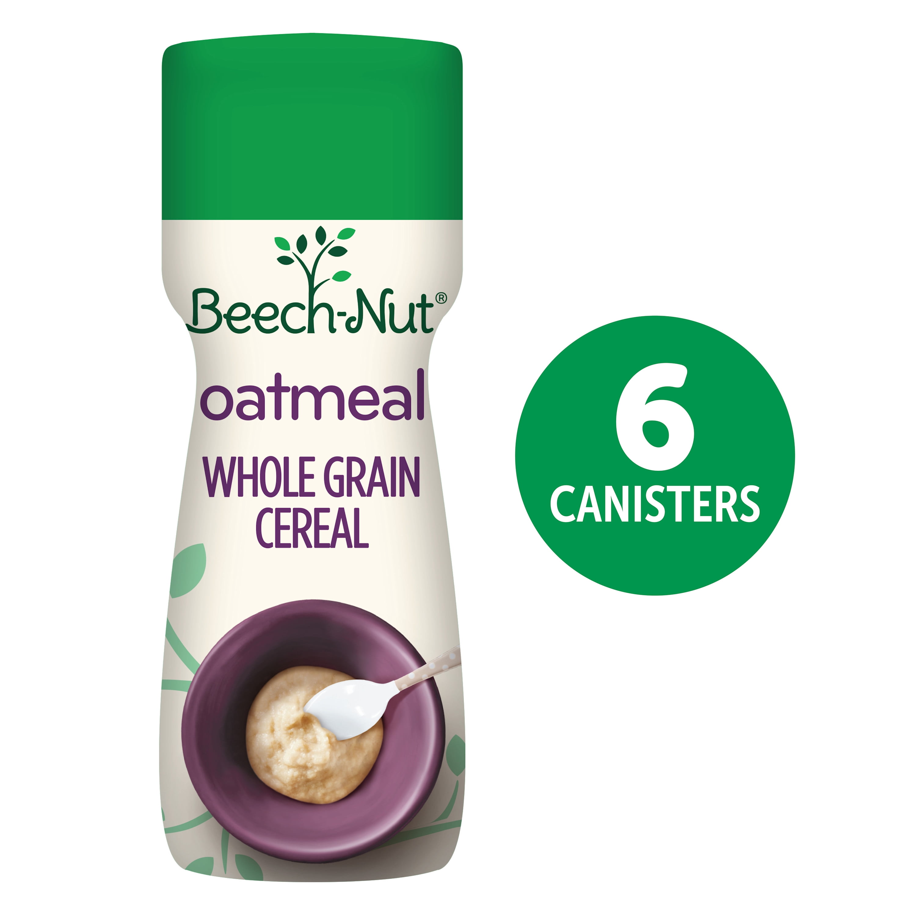 (6 Pack) BeechNut Stage 1, Oatmeal Baby Cereal, 8 oz Canister
