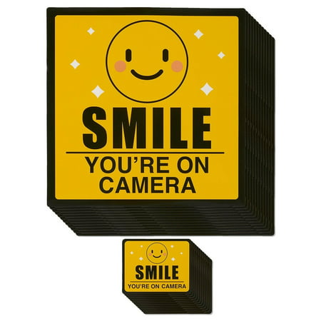 Best Paper Greetings Security Camera Stickers - 12-Pack Video Surveillance Sings, Smile You’re On Camera Warning Stickers for Home and Business Security Camera, Yellow, 2