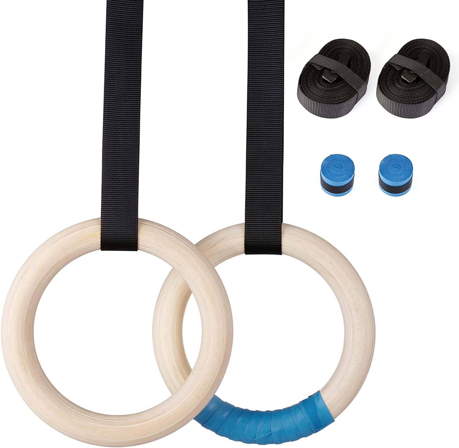 5BILLION Wooden Gymnastic Rings Olympic Gym Rings And Adjustable Straps Set 