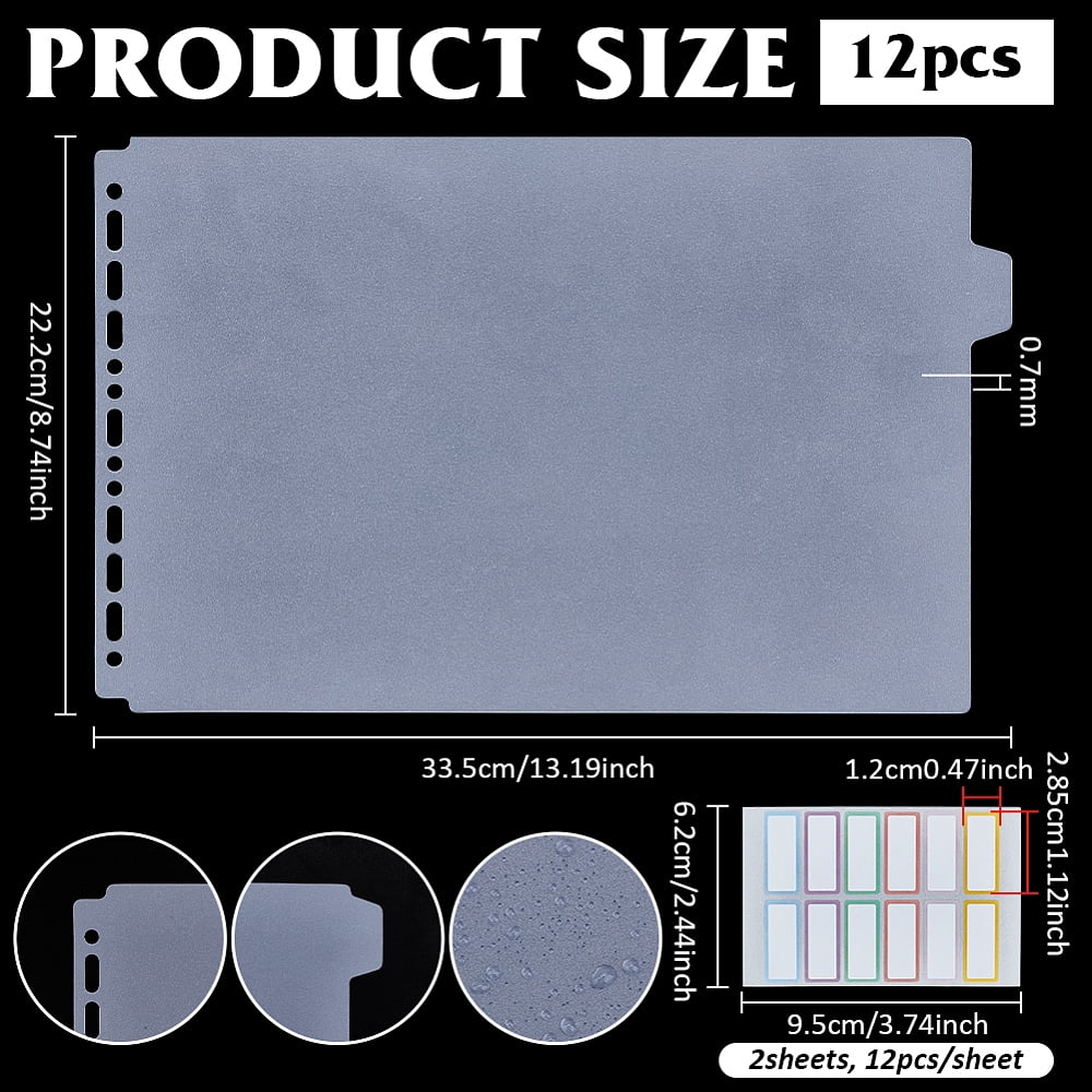 Plastic Index Tab Divider Sheets for Discbound Notebooks with Plastic Stickers White 335x222x0.7mm