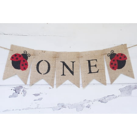 Ladybug One Banner for First Birthday Party Decoration