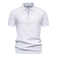 thumbnail image 2 of JTieacloth Collar Shirt for Men Mens Summer Lapel Casual Knit Shirt Fashion Solid Color Cotton Short Sleeve Tops White XXL, 2 of 5