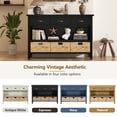 thumbnail image 6 of 47" Retro Console Table with 3 Storage Drawers, Entryway Table with 3 Water Hyacinth Woven Baskets and Shelf, Wooden Buffet Cabinet for Entryway Hallway Living Room, Espresso, 6 of 9
