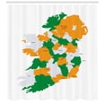 thumbnail image 3 of Ireland Map Shower Curtain, Illustration of Flag Colors in a Mapping with City Names Written, Fabric Bathroom Set with Hooks, 69W X 75L Inches Long, Orange Green and White, by Ambesonne, 3 of 3